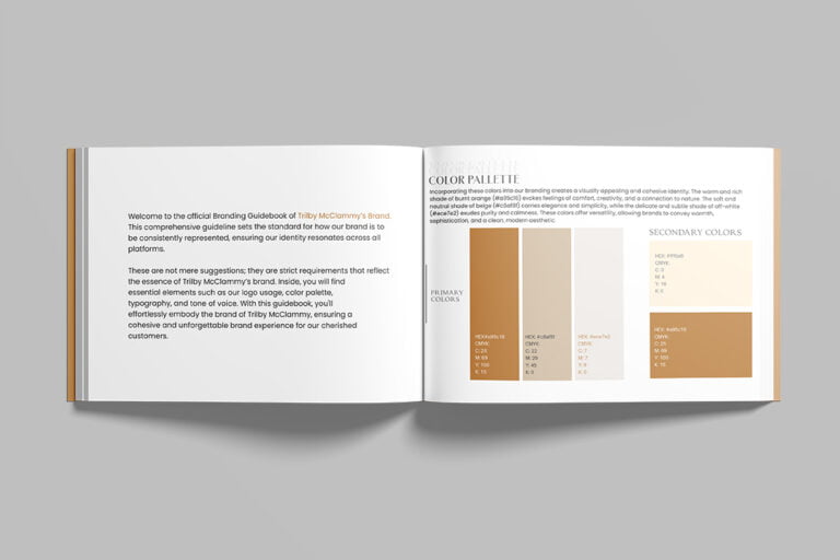 Branding Guidelines book for Trilby McClammy Up Creative Media