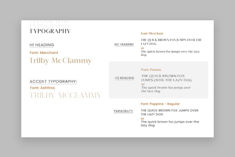 Branding Guidelines book for Trilby McClammy Up Creative Media