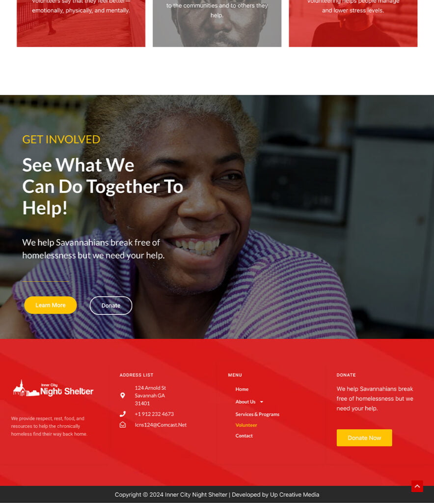 Our Work Website Design for Inner City Night Shelter