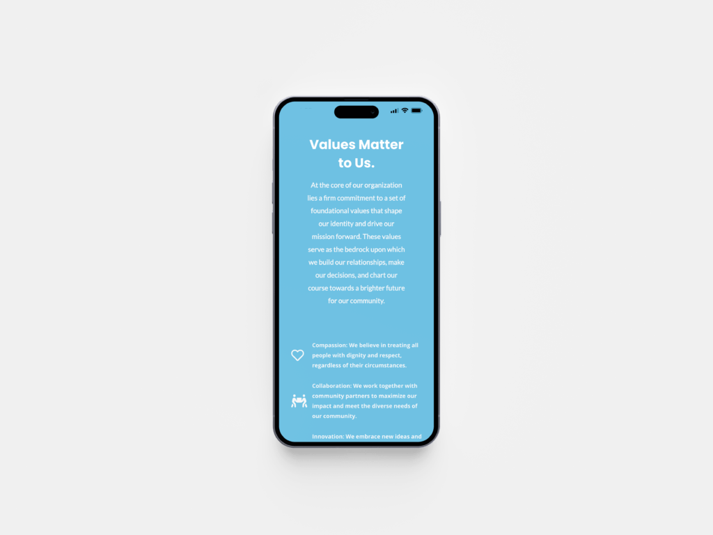 Our work Uniting People Nonprofit Mobile Responsive Design